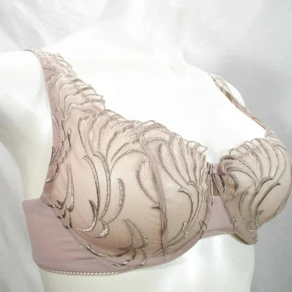 38DD Felina 110040 Lana Embroidered Unlined Plunge Bra Mocha NWT - Picture 7 of 11